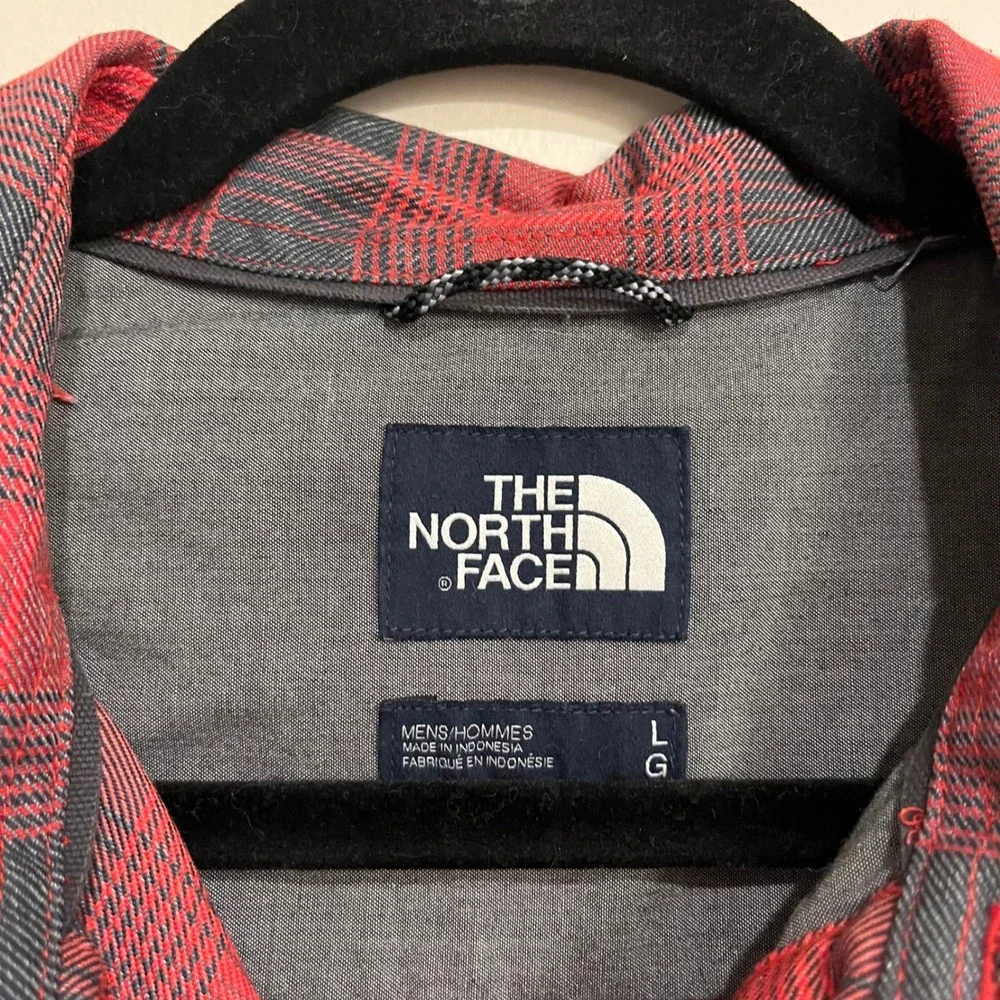 The North Face Shirt Long Sleeve Button Up ThermoCore Flannel Red Gray Plaid LRG